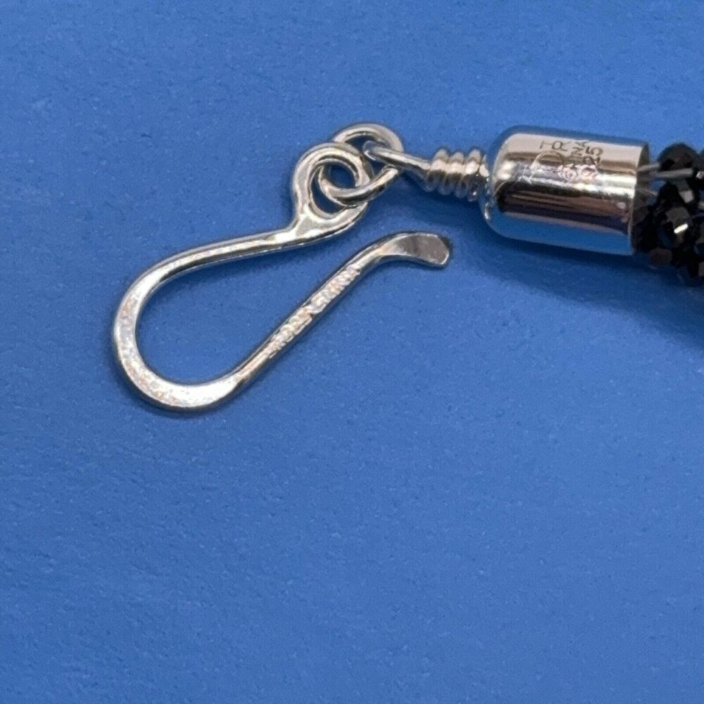 Jay King Necklace Black Spinel Turquoise & 7 Strand Layered Sterling Silver 18" - Picture 6 of 11